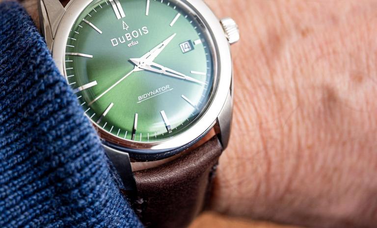 DBF006-08 DuBois et fils Bidynator Swiss Made Limited Edition Uhr Zeitmesser grünes Zifferblatt am Handgelenk
