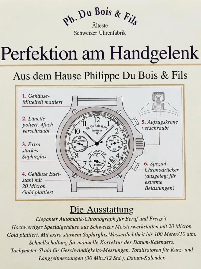 Illustration Chronograph Regular 1 mit Details zur Ausstattung