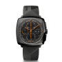 Der DBF002-03 DuBois et fils Chronograph mit schwarzem Zifferblatt, orangem Index und Kautschukband. Eine Swiss Made Limited Edition Uhr aus der Schweiz.
